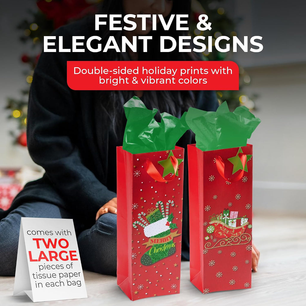 RACHELLE'S Christmas Wine Bags