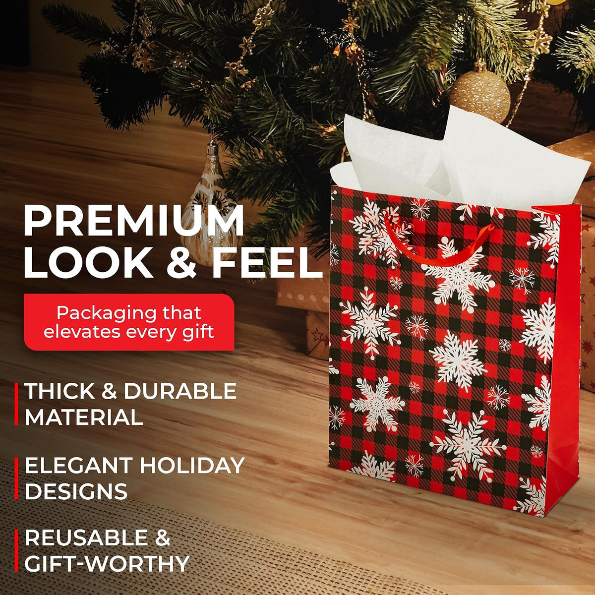 RACHELLE'S Plaid Christmas Gift Bags