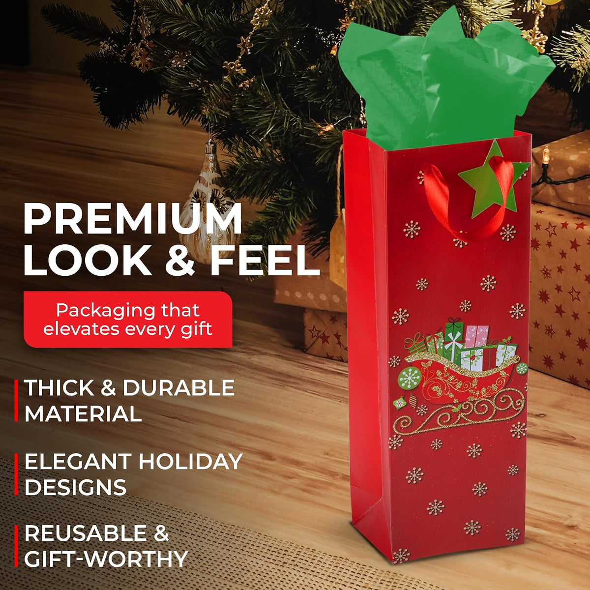 RACHELLE'S Christmas Wine Bags