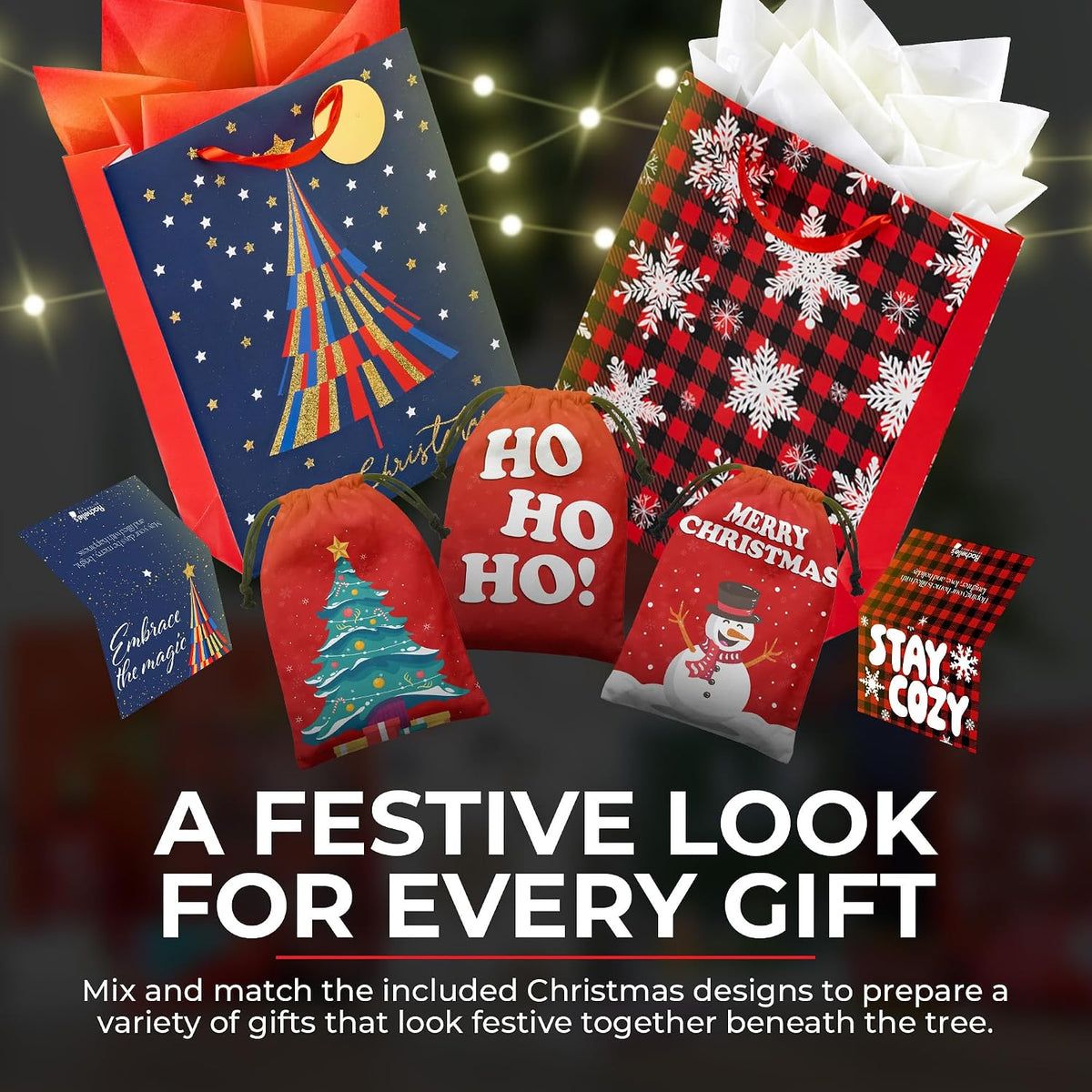 Christmas Gift Wrapping Kit with Gift Bags
