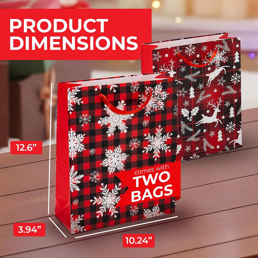 RACHELLE'S Plaid Christmas Gift Bags