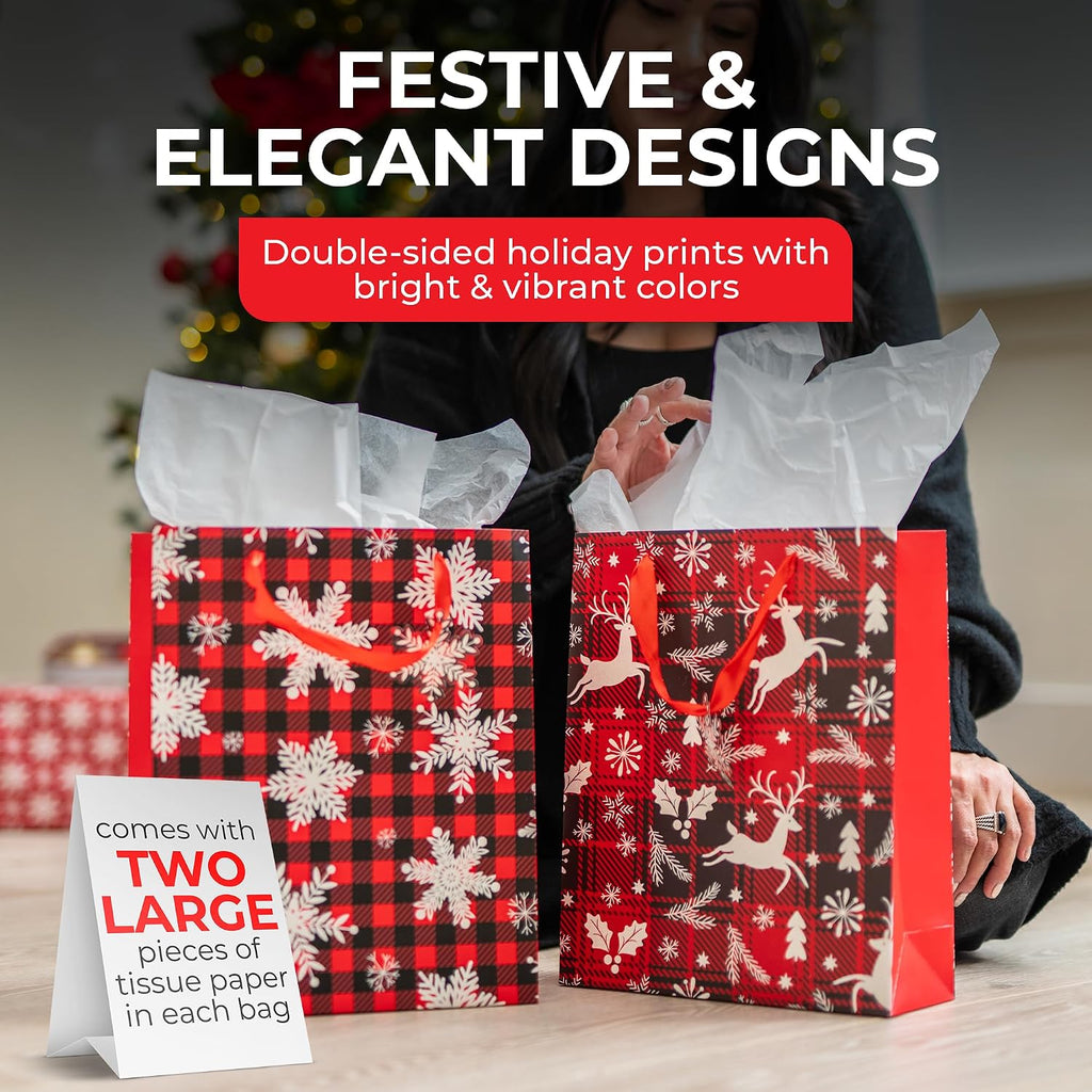 RACHELLE'S Plaid Christmas Gift Bags